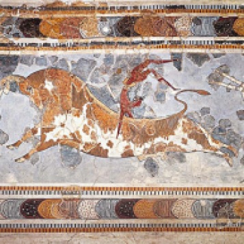Il gioco del salto con il toro praticato dagli antichi Cretesi viene chiamato taurocatapsia.